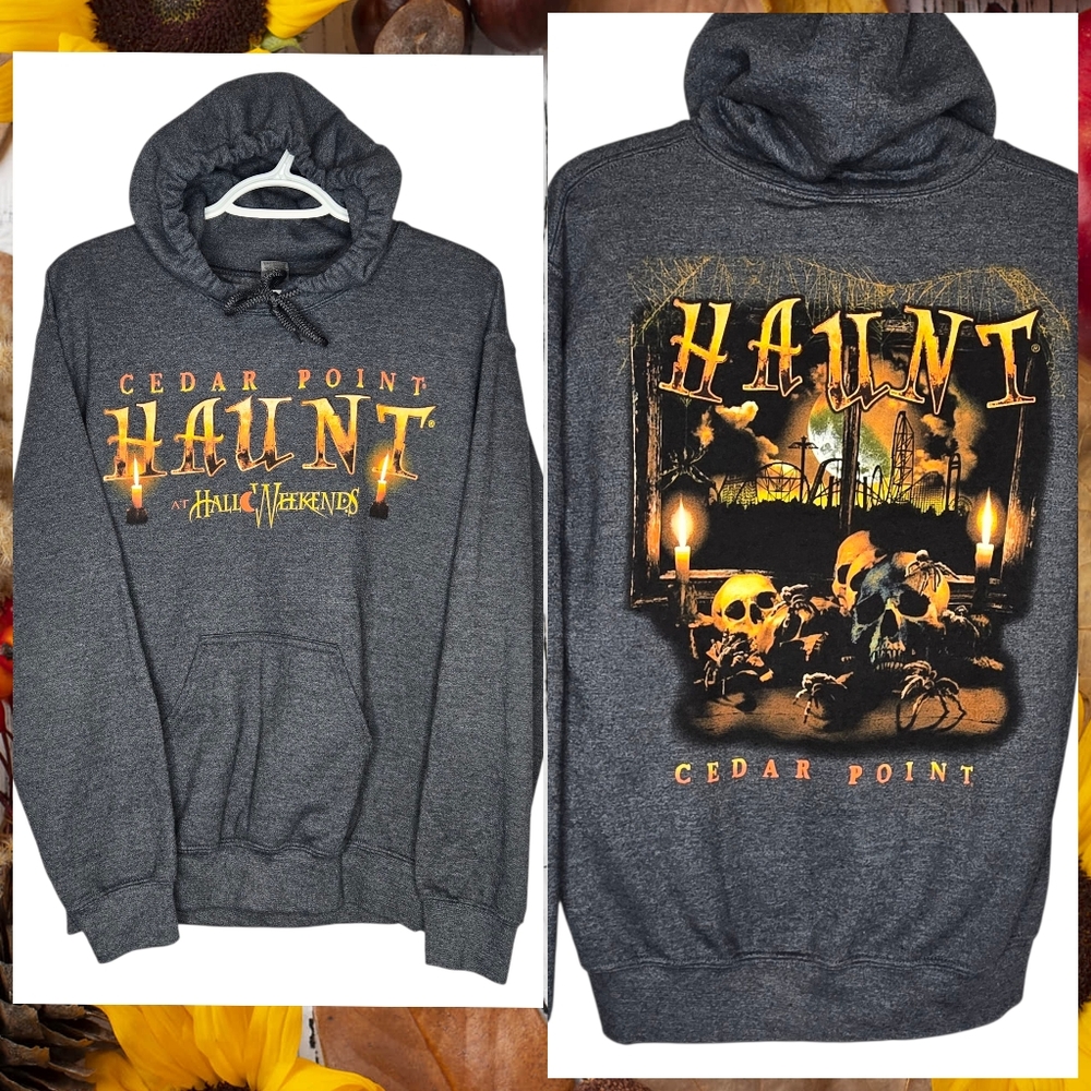 Cedar Point Haunt HalloWeekends Halloween‎ Hoodie Sweatshirt Mens Small Skulls